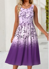 Purple Tummy Coverage Floral Print Dress and Cardigan | thumb picture 