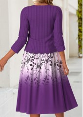 Purple Tummy Coverage Floral Print Dress and Cardigan | thumb picture 