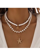 White Color Shell Alloy Detail Necklace
