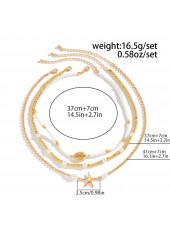 Golden Pearl Shell Alloy Beaded Necklace | thumb picture 