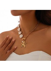 Golden Shell Starfish Design Metal Necklace