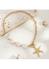 Golden Shell Starfish Design Metal Necklace | thumb picture 