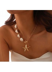 Golden Shell Starfish Design Metal Necklace | thumb picture 