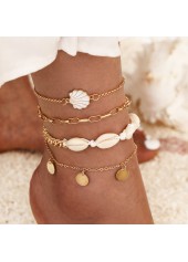 Golden Color Shell Alloy Detail Anklets