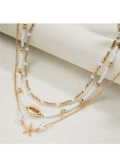 Golden Shell Starfish Alloy Beaded Necklace | thumb picture 