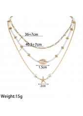 Golden Shell Starfish Alloy Beaded Necklace | thumb picture 
