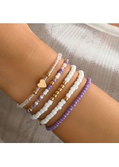 Light Purple Heart Seed Beads Bracelets