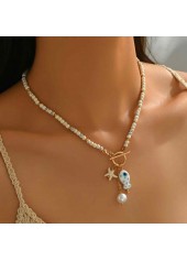 Beige Color Round Glass Detail Necklace | thumb picture 