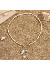 Beige Color Round Glass Detail Necklace | thumb picture 