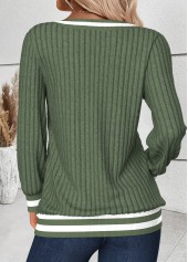Sage Green Tummy Coverage Striped Long Sleeve T Shirt | thumb picture 