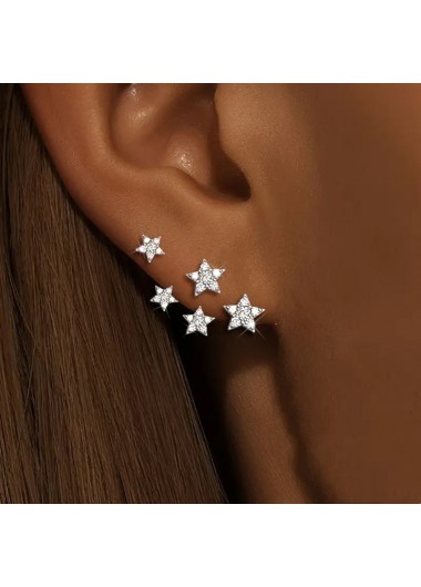 women clothes image of Silver Color Star Alloy Detail Earrings