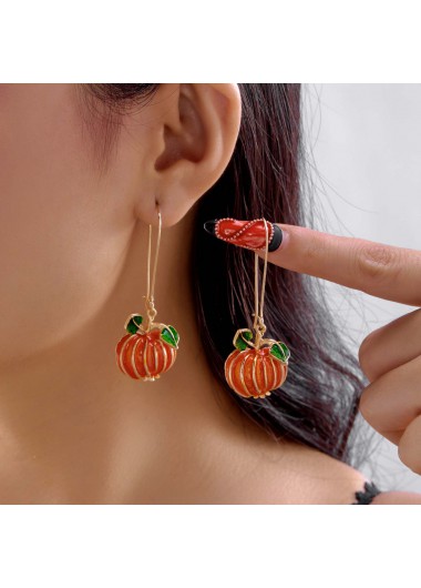 women clothes image of Halloween Orange Pumpkin Plants Alloy Earrings