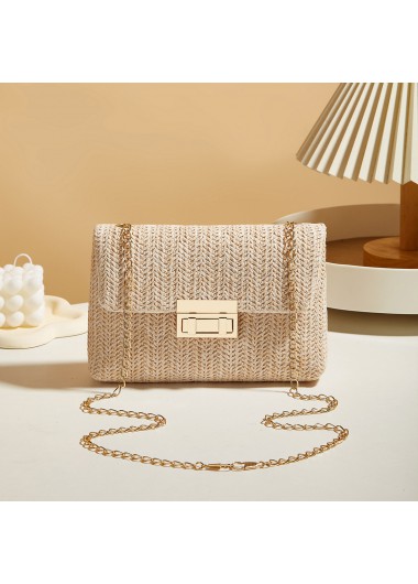 women clothes image of Light Camel Pushlock Chains Crossbody Bag