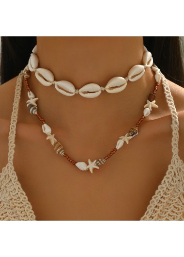 women clothes image of Beige Starfish Shell Design Necklace Set