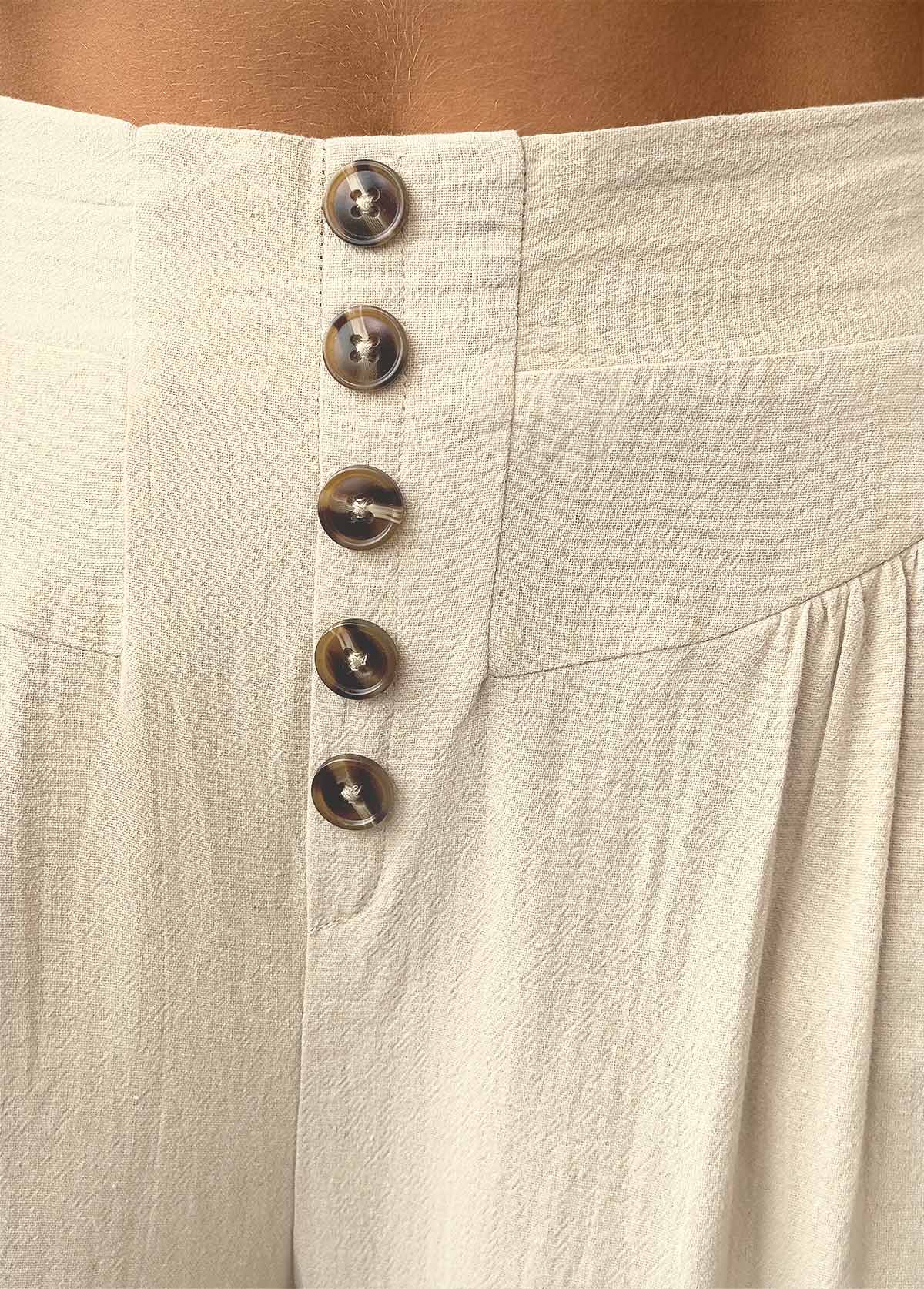 Light Camel Straight Leg Elastic Waist High Waisted Pants | picture 