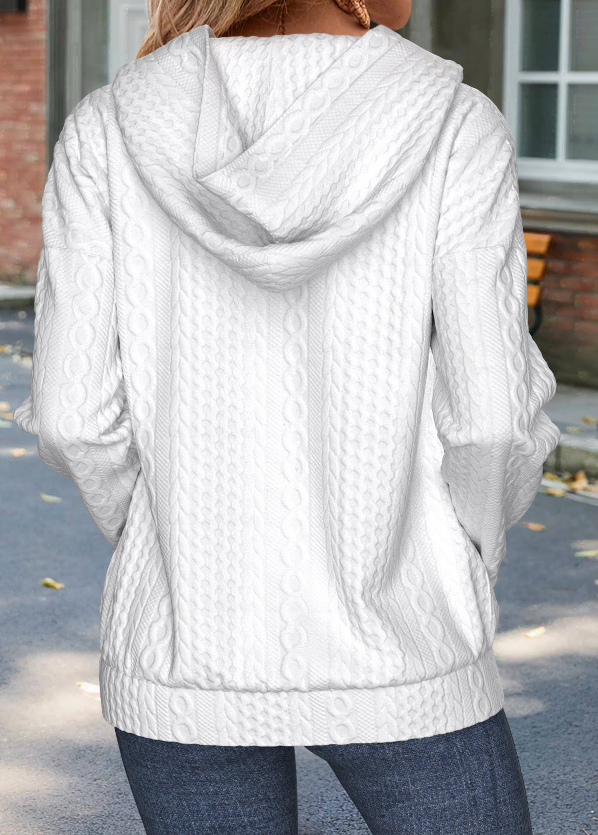 White Tummy Coverage Long Sleeve Hoodie | picture 