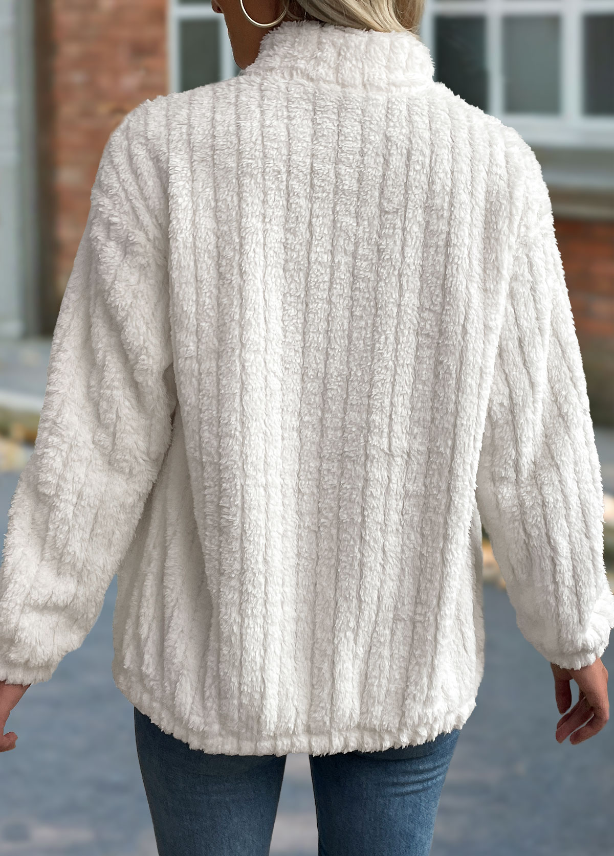 Beige Tummy Coverage Long Sleeve Stand Collar Coat | picture 