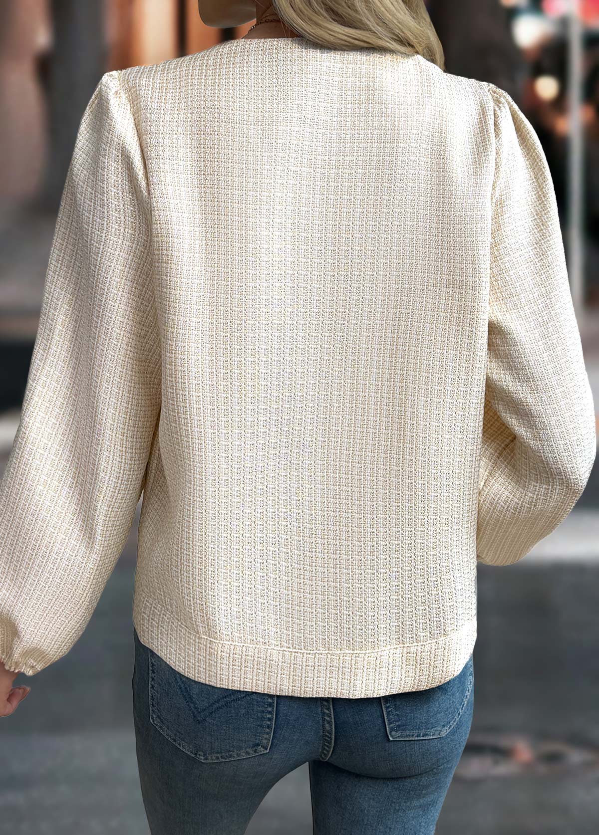 Beige Tummy Coverage Long Sleeve Round Neck Coat | picture 