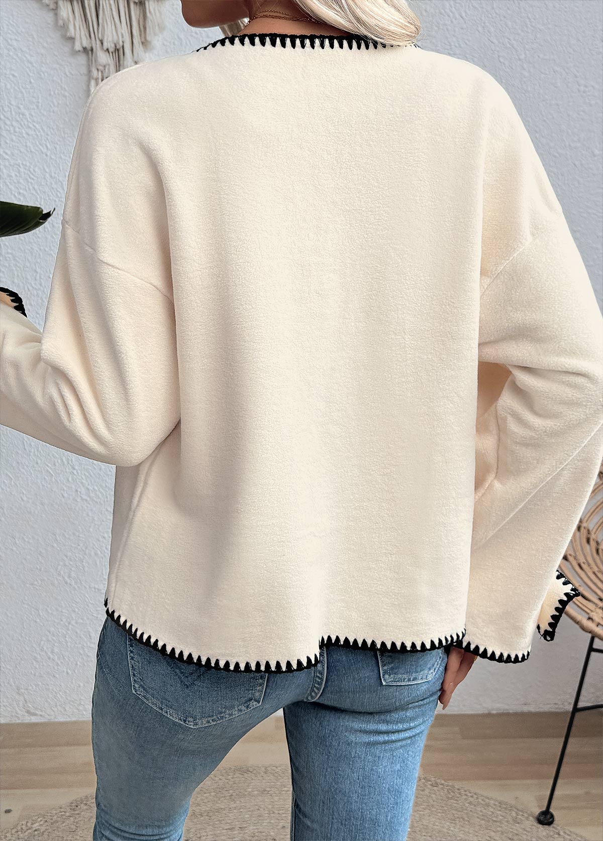 Beige Tummy Coverage Long Sleeve Round Neck Coat | picture 