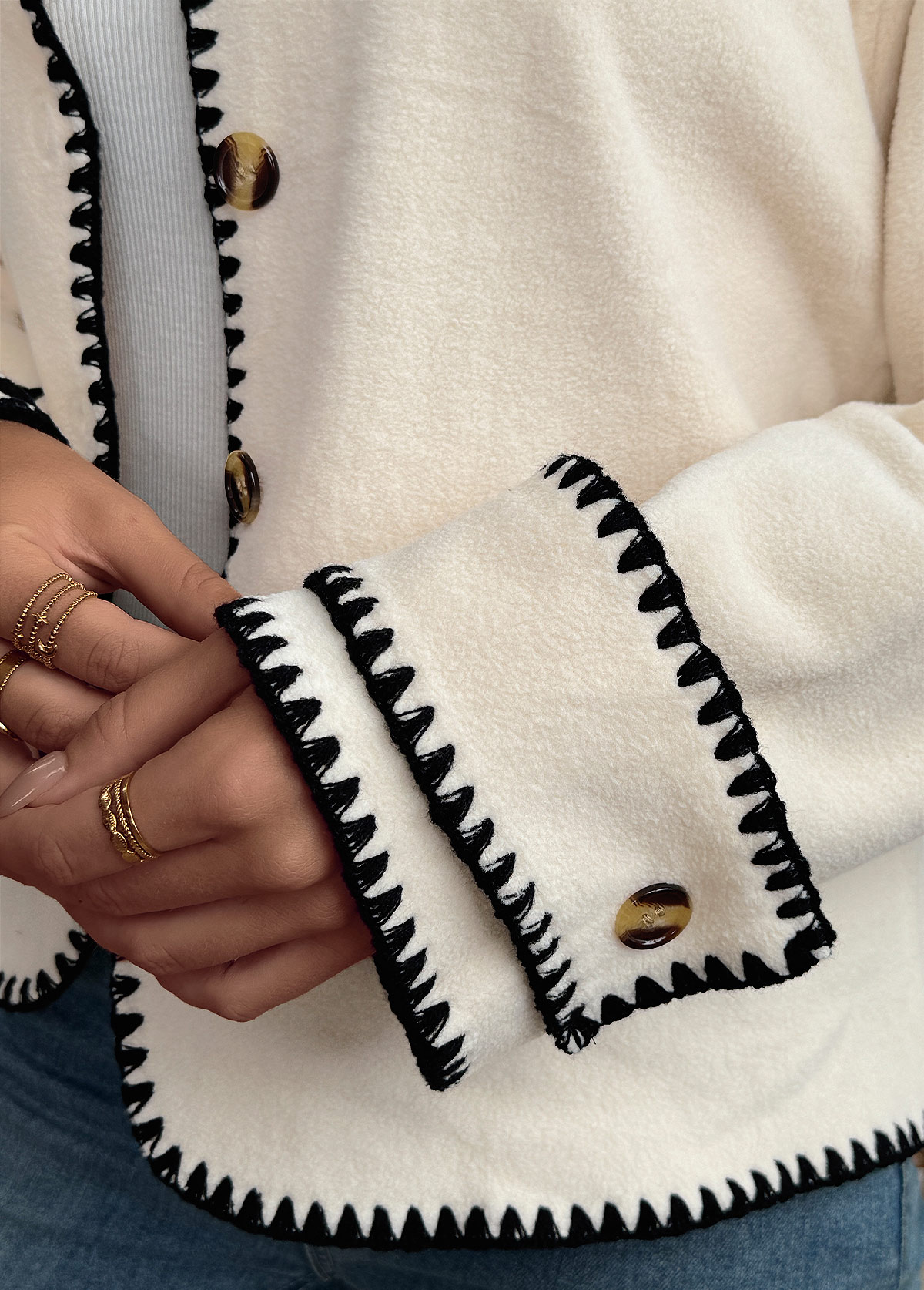 Beige Tummy Coverage Long Sleeve Round Neck Coat | picture 