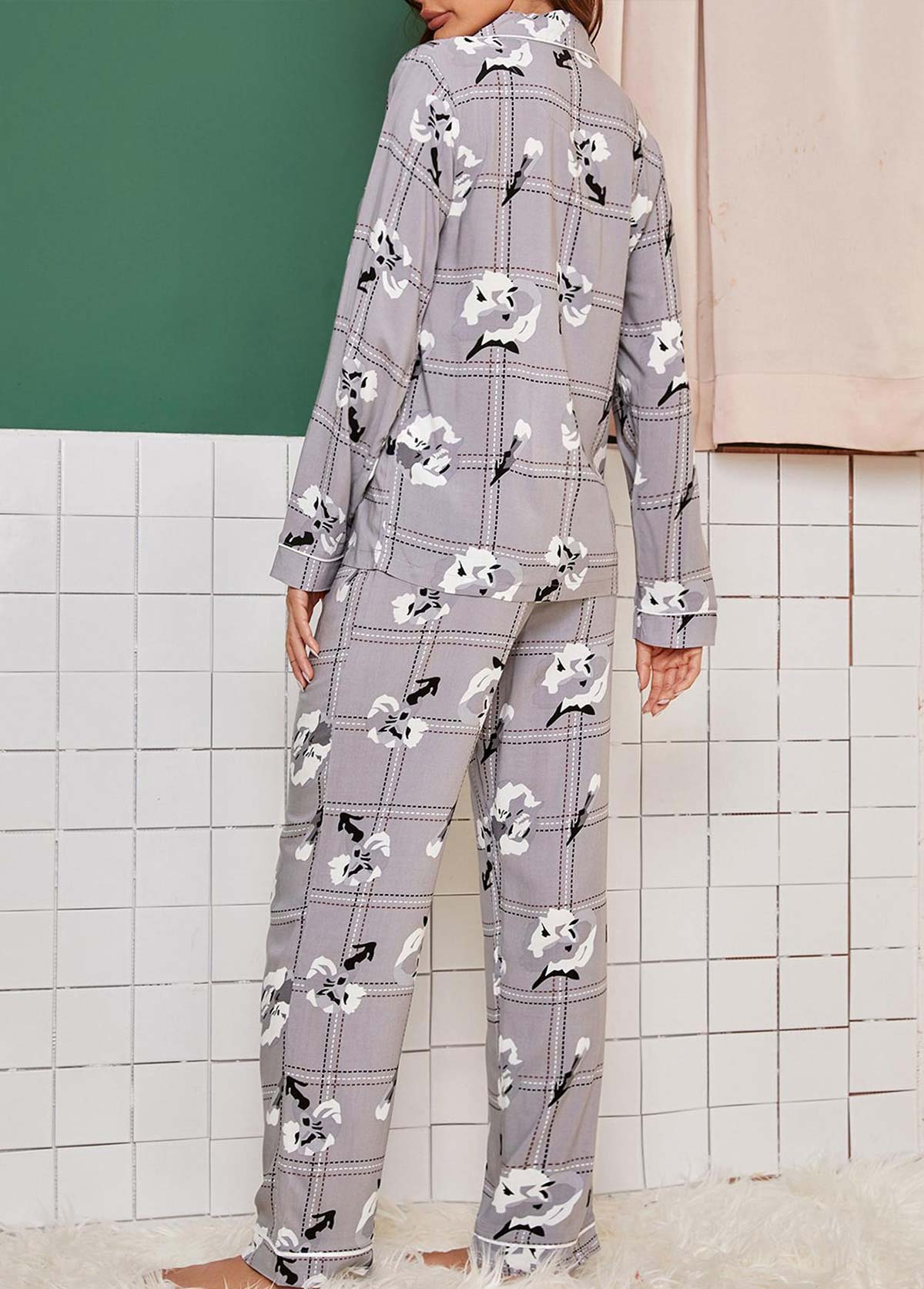 Light Grey Long Sleeve Lounge Top and Pants | picture 