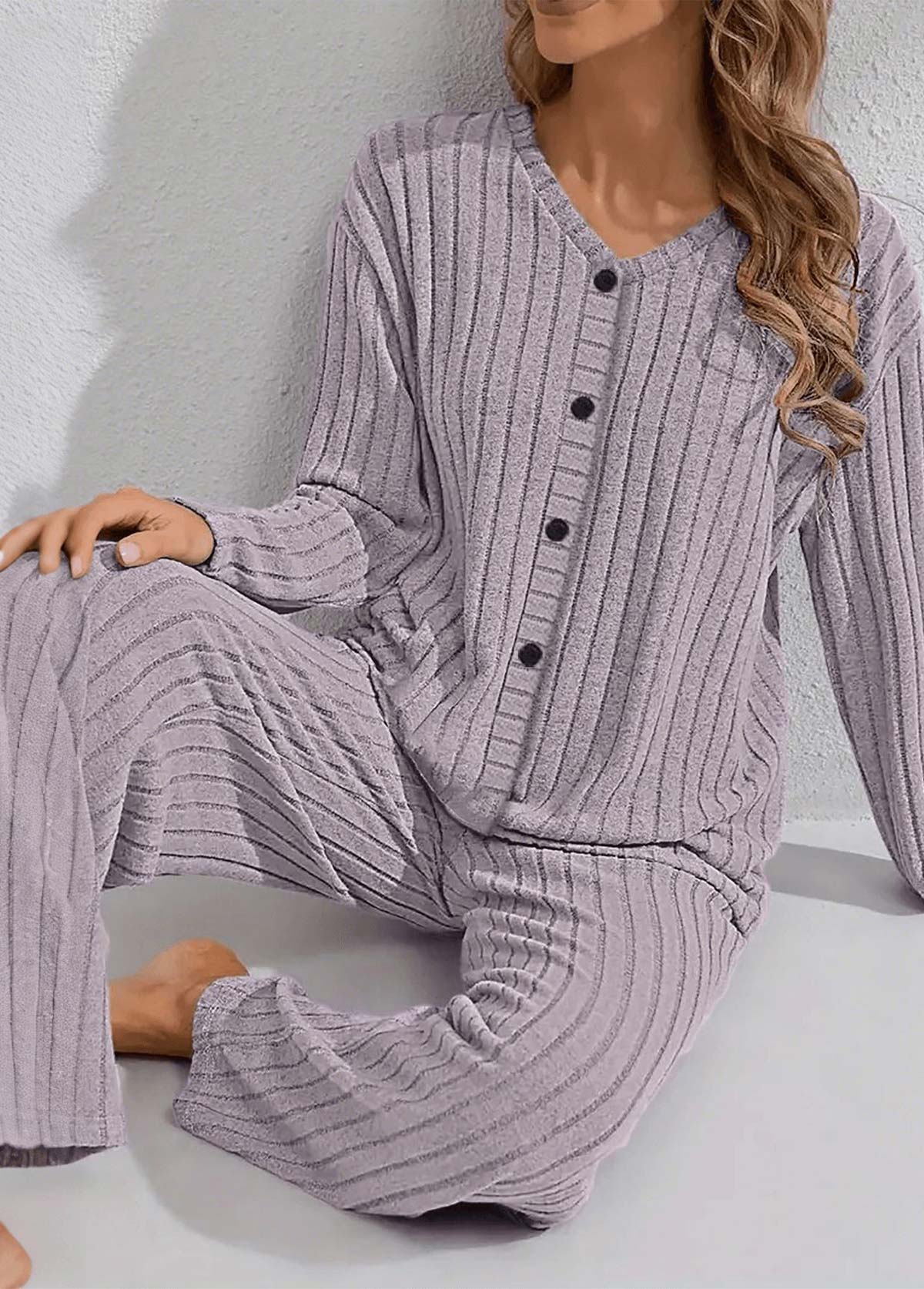 Dusty Purple Long Sleeve Lounge Top and Pants | picture 