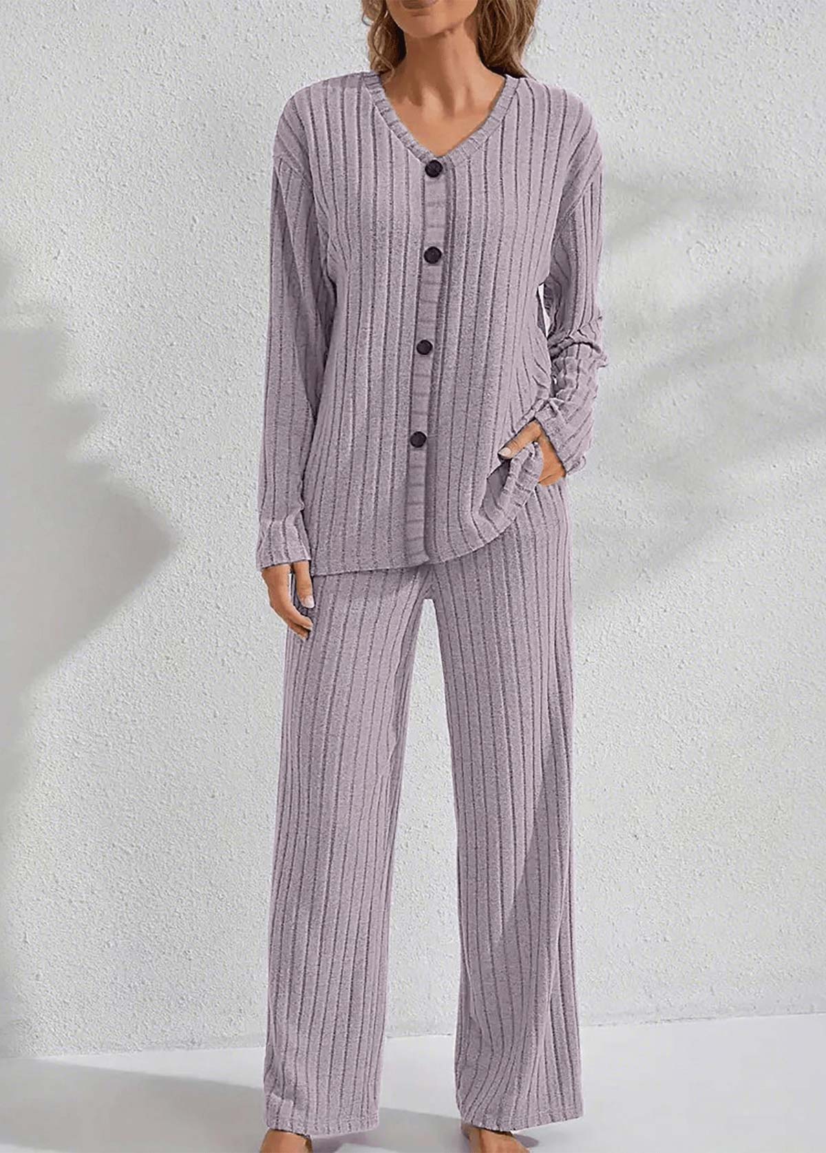 Dusty Purple Long Sleeve Lounge Top and Pants | picture 