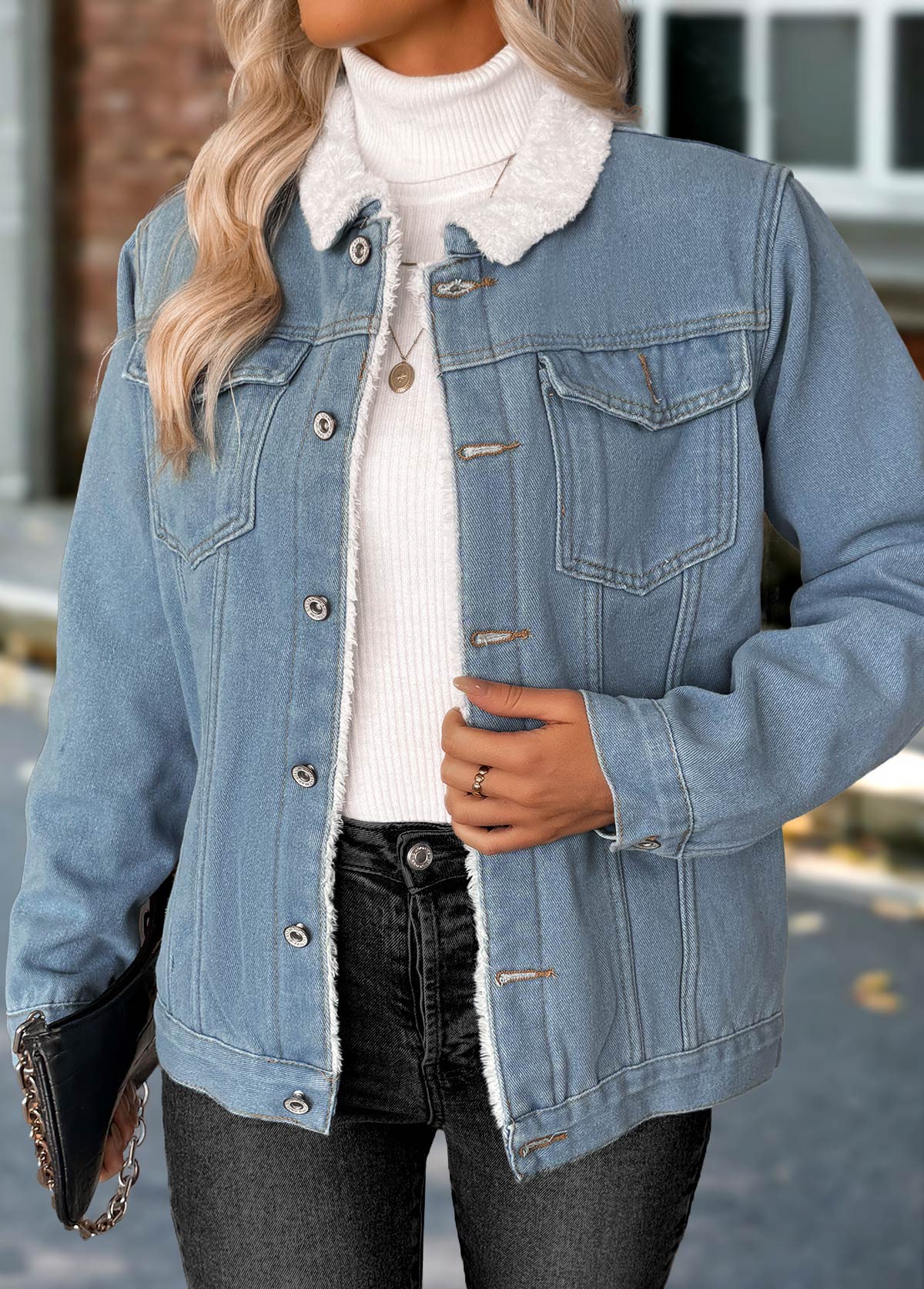 Denim Blue Tummy Coverage Long Sleeve Coat | picture 