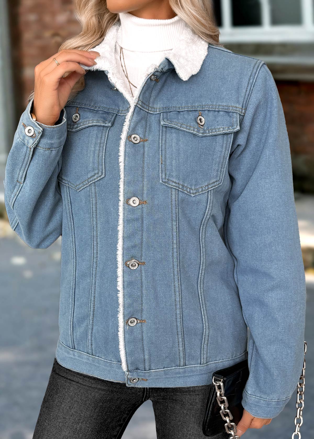 Denim Blue Tummy Coverage Long Sleeve Coat | picture 