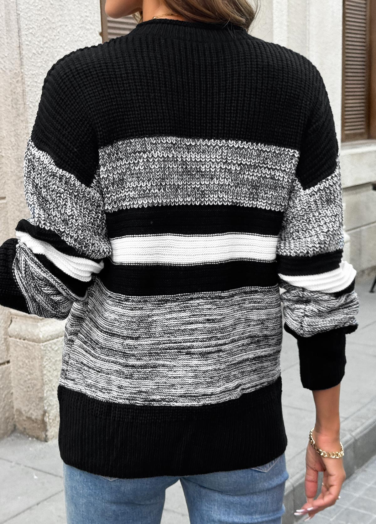 Black Tummy Coverage Long Sleeve Round Neck Sweater | picture 