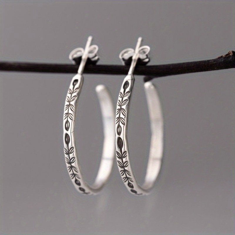 Silver Plant Bohemian Alloy Hoop Earrings | picture 