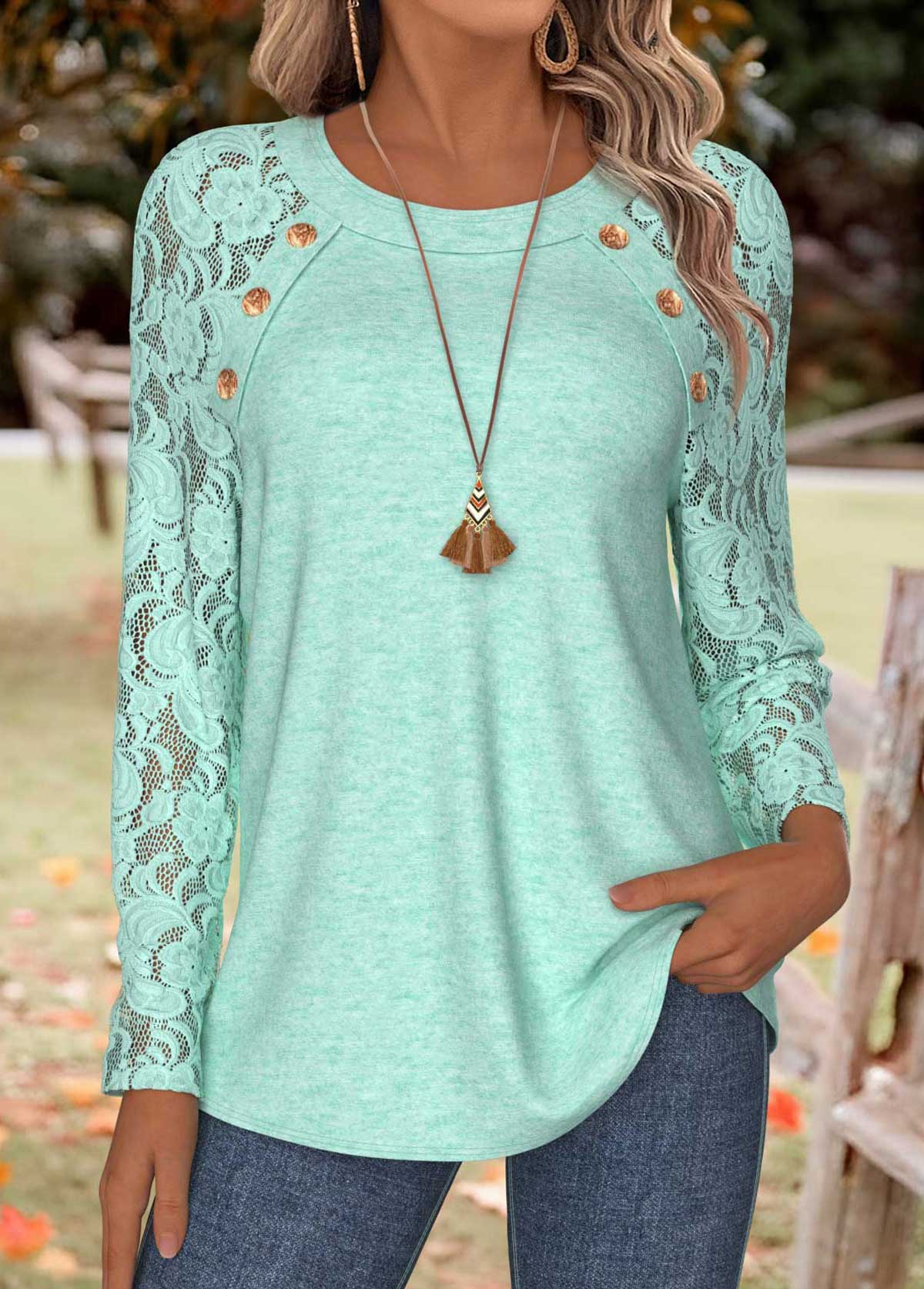 Mint Green Tummy Coverage Long Sleeve T Shirt | picture 