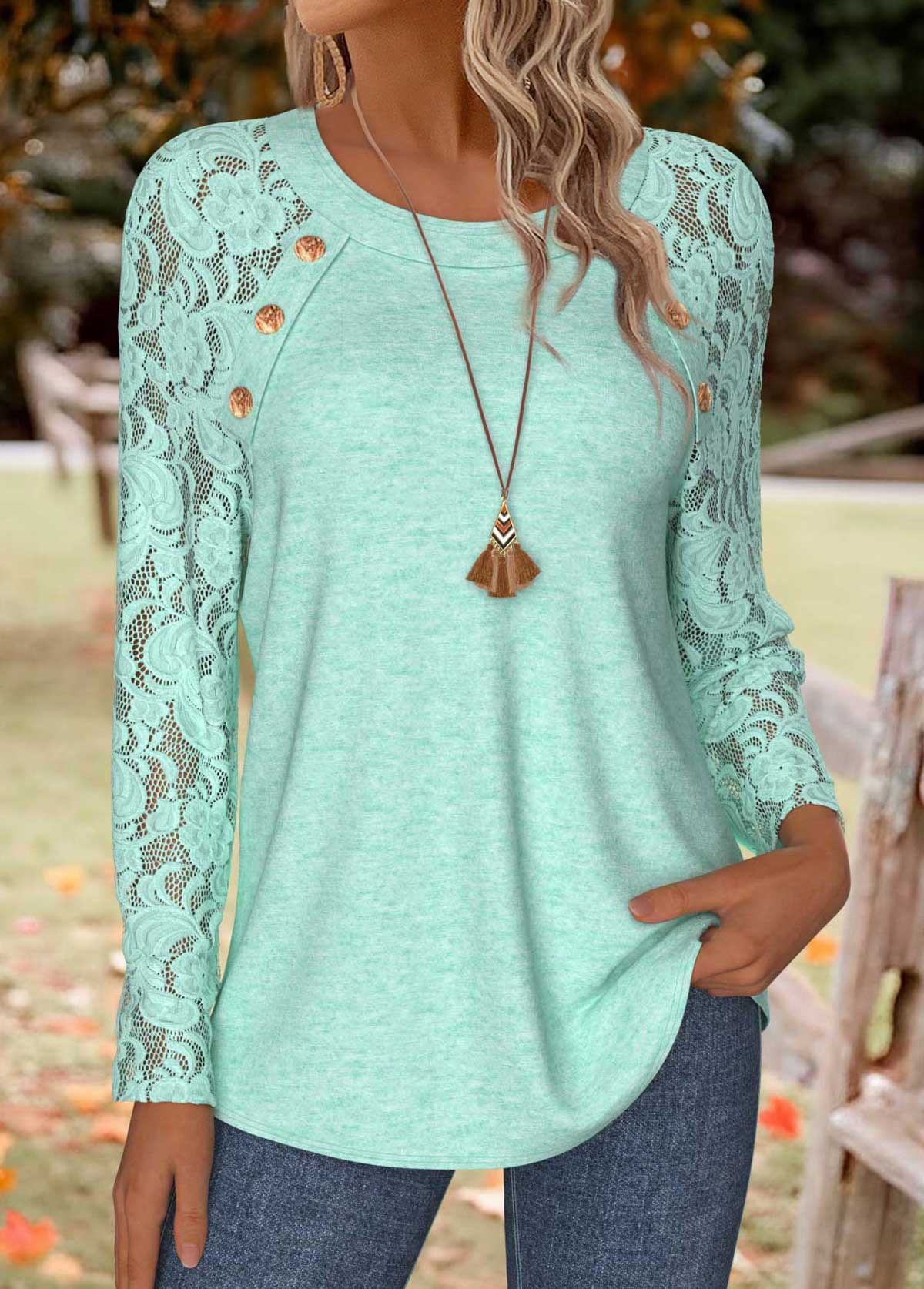 Mint Green Tummy Coverage Long Sleeve T Shirt | picture 