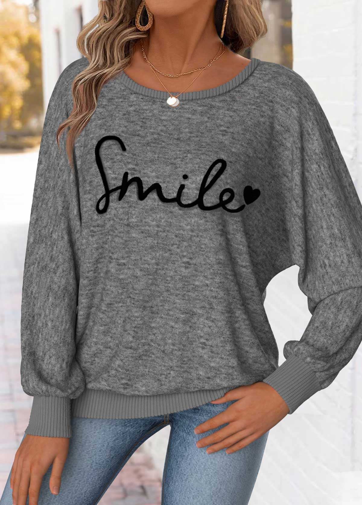 Dark Grey Marl Tummy Coverage Letter Print T Shirt | picture 