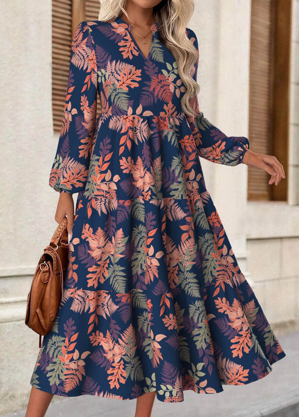 Multi Color Floral Tummy Coverage Dress Puff Sleeve Midi Multi Color Floral Tummy Coverage Dress Puff Sleeve Midi