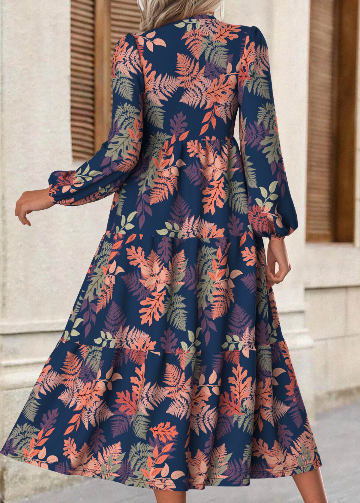 Multi Color Tummy Coverage Floral Print Long Sleeve Dress | picture 