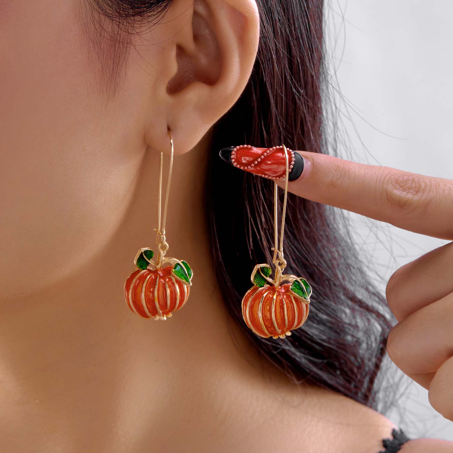 Halloween Orange Pumpkin Plants Alloy Earrings | picture 