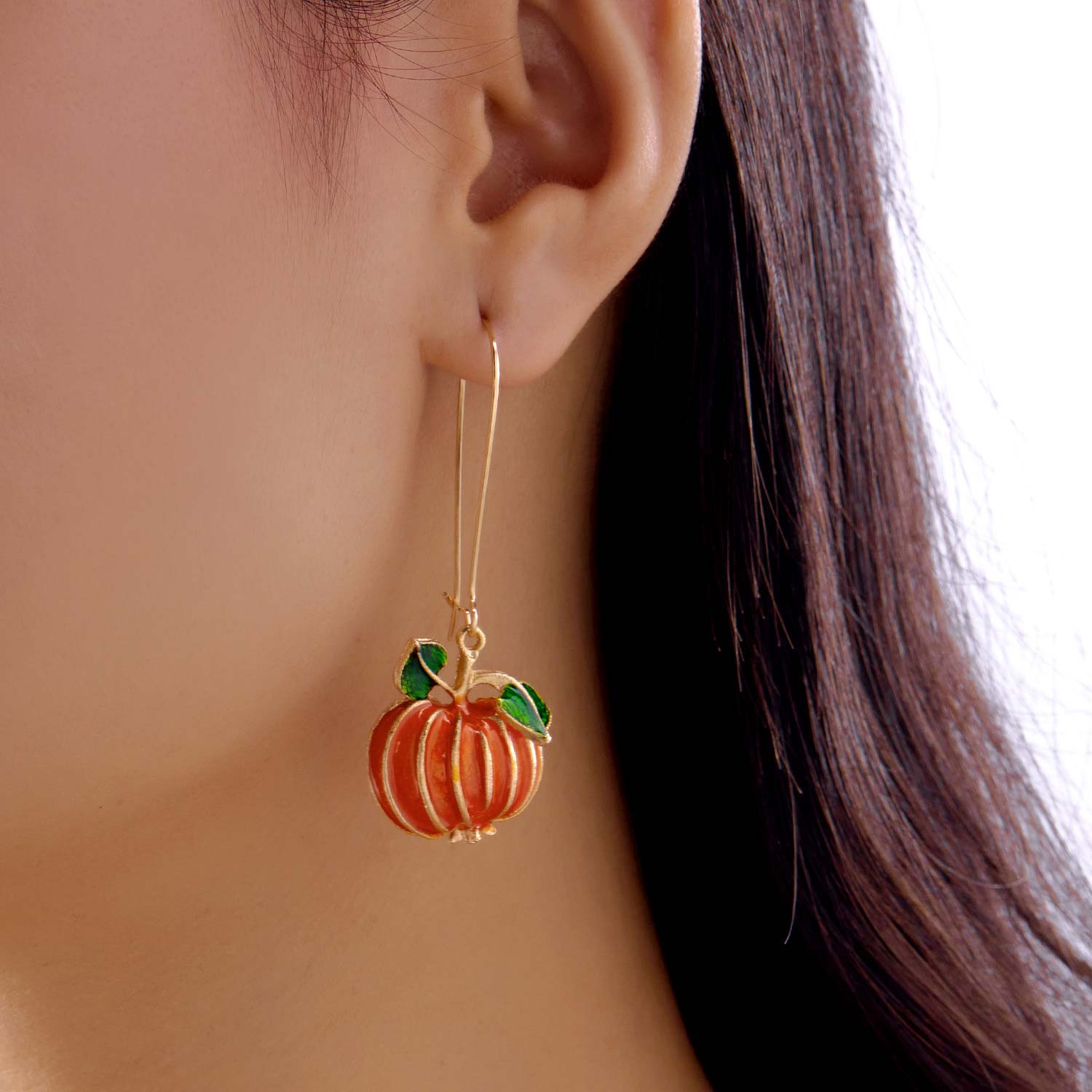 Halloween Orange Pumpkin Plants Alloy Earrings | picture 