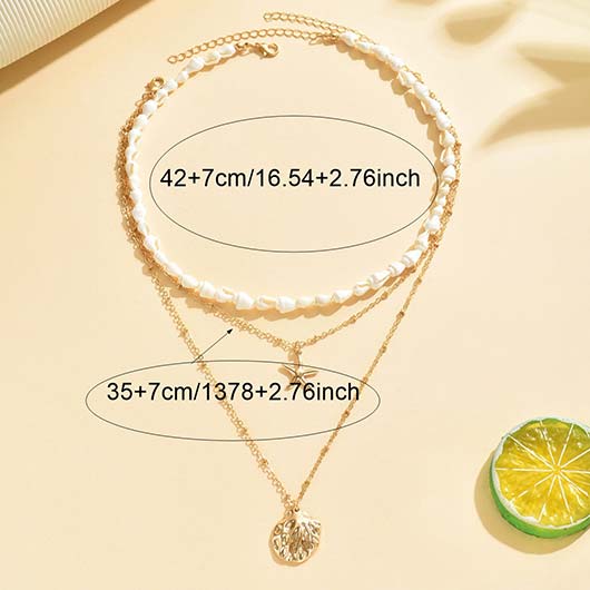 Golden Starfish Scallop Design Alloy Necklace | picture 