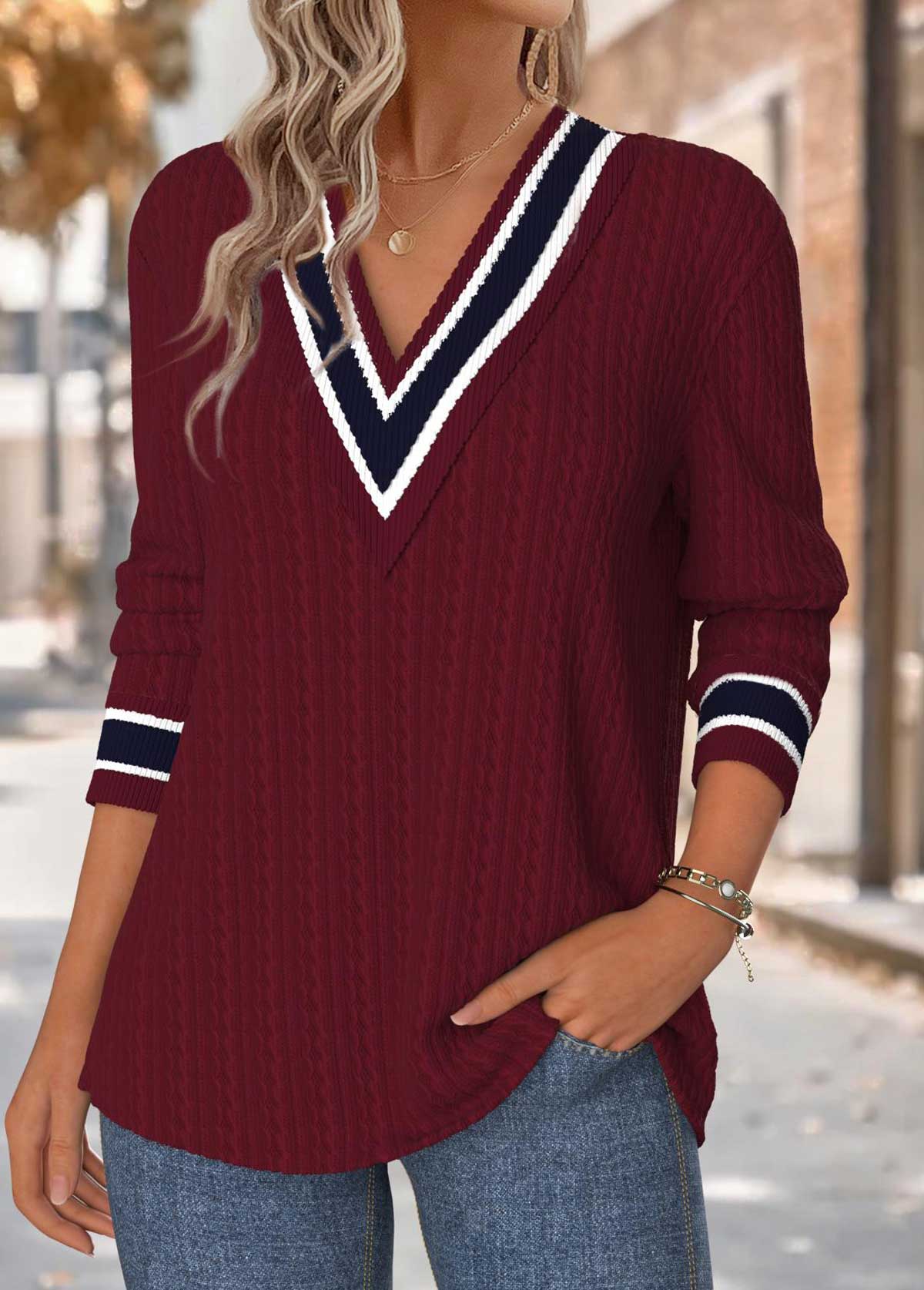 Wine Red Tummy Coverage Long Sleeve T Shirt | picture 