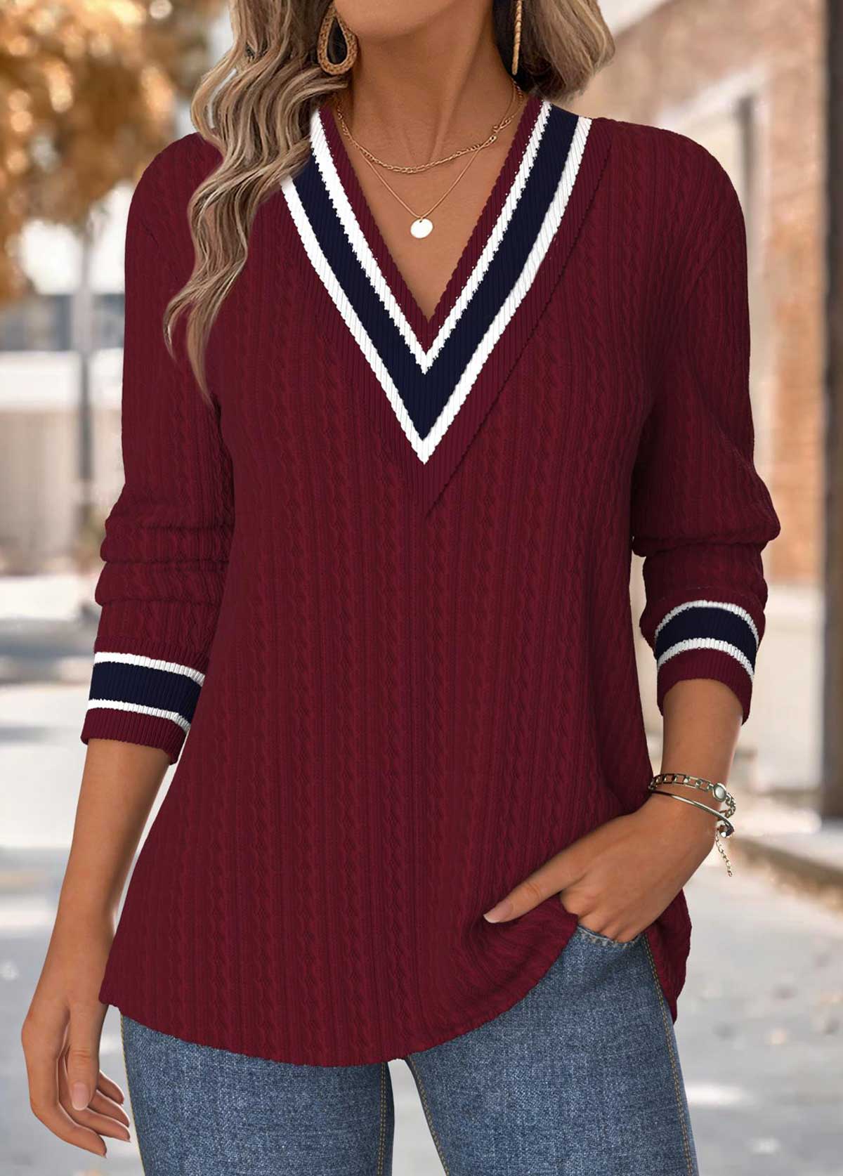Wine Red Tummy Coverage Long Sleeve T Shirt | picture 