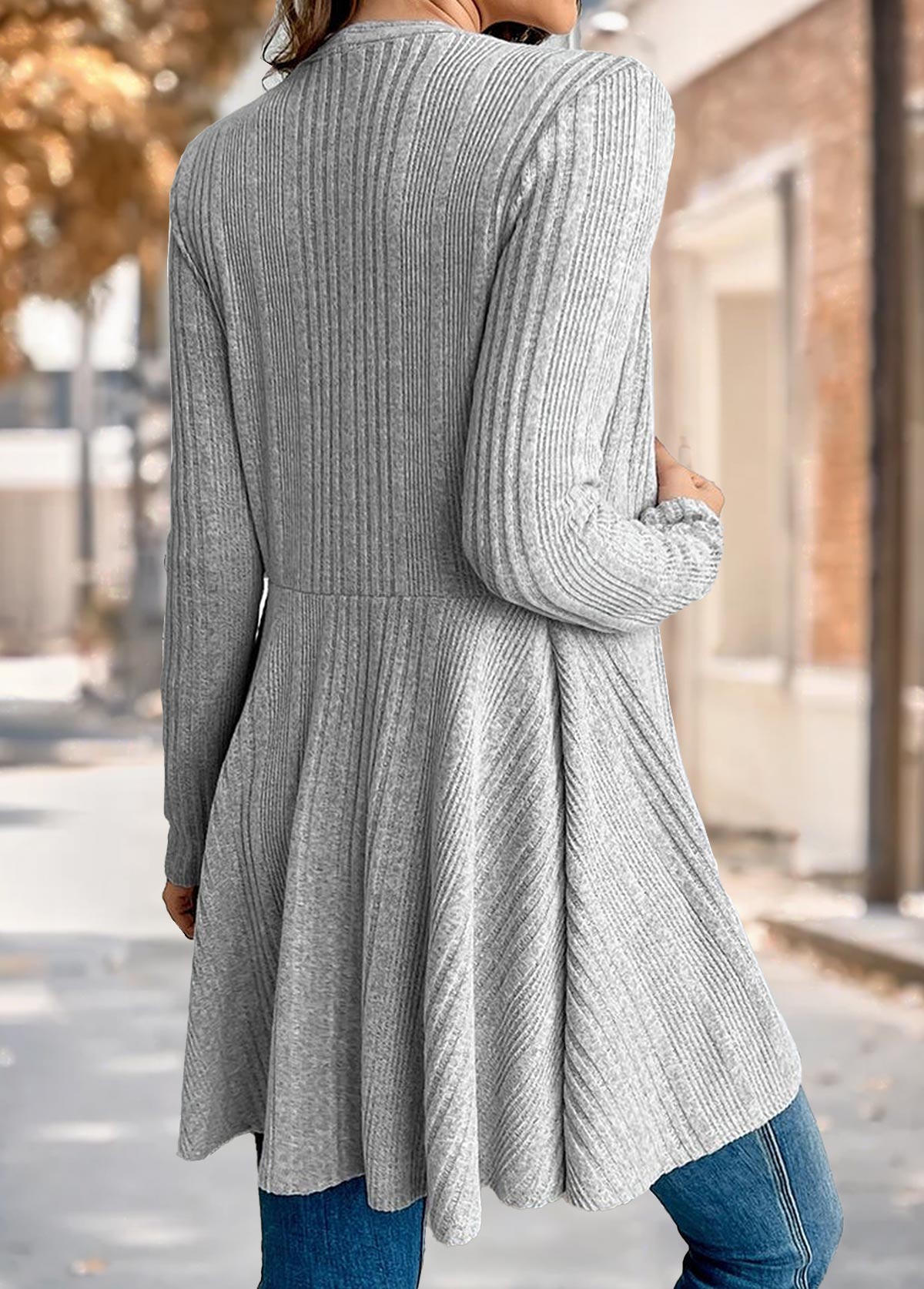 Grey Long Sleeve Tunic Light Cardigan | picture 