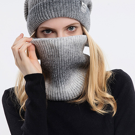 Dark Grey Marl Ombre Hat and Circle Scarf Beanie | picture 