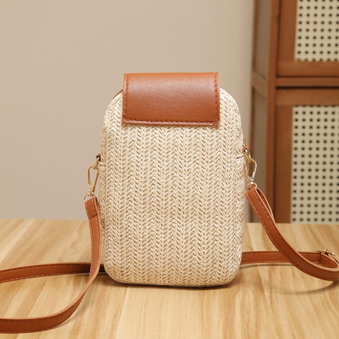 Beige Color Zip Design Crossbody Bag | picture 