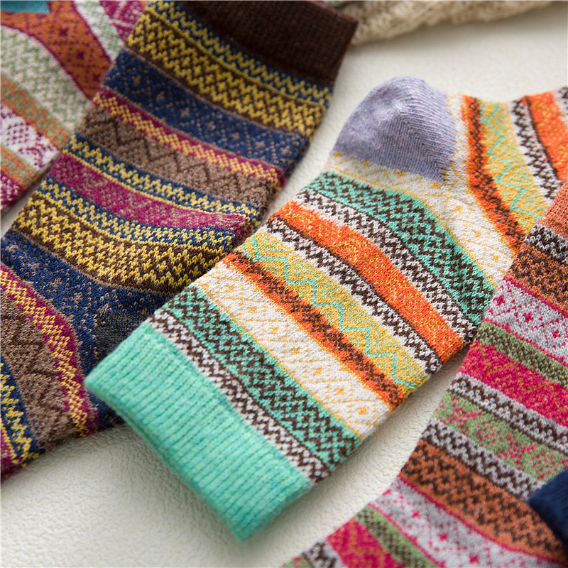 Multi Color Tribal Print Mid Calf Socks | picture 
