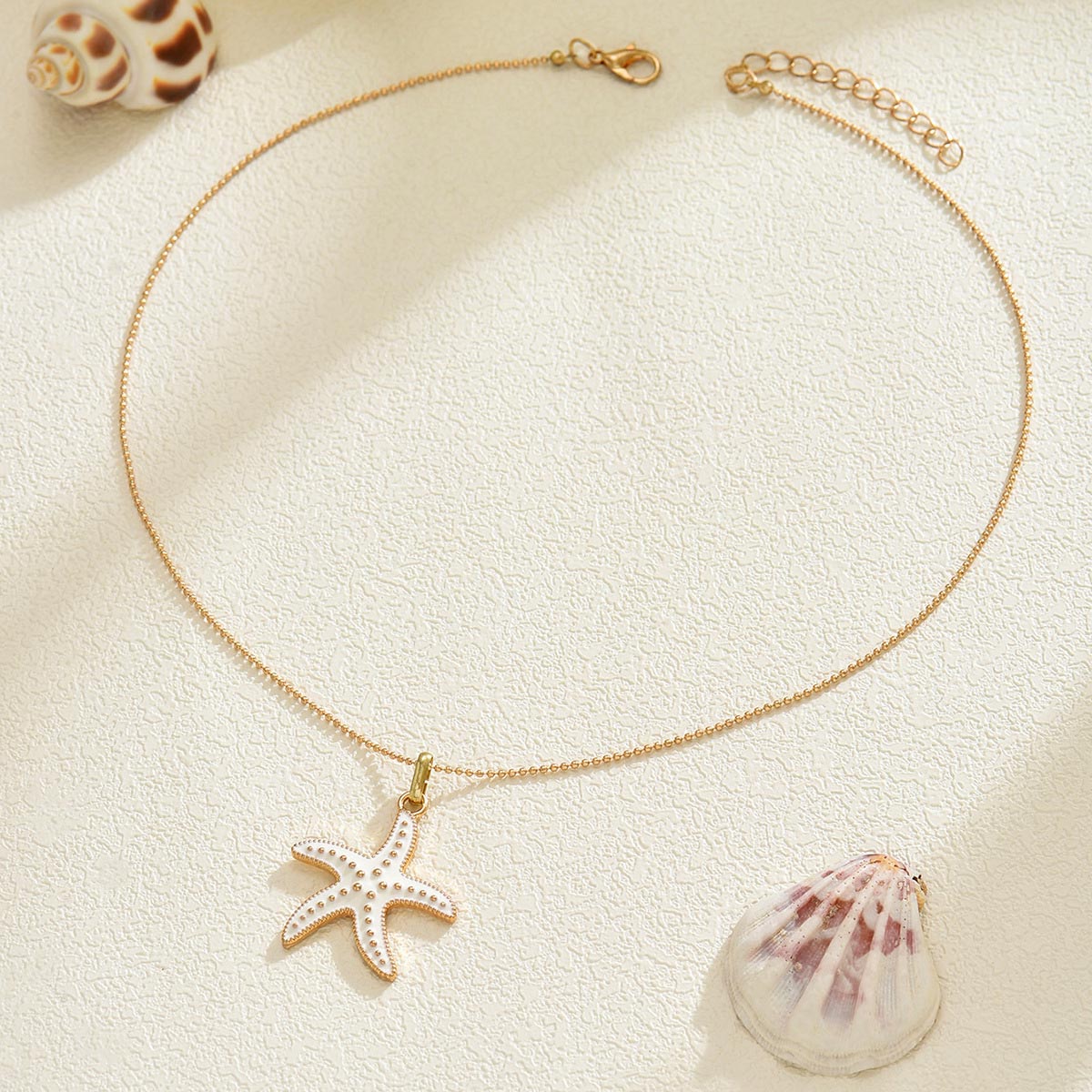 Golden Starfish Design Animal Alloy Necklace | picture 