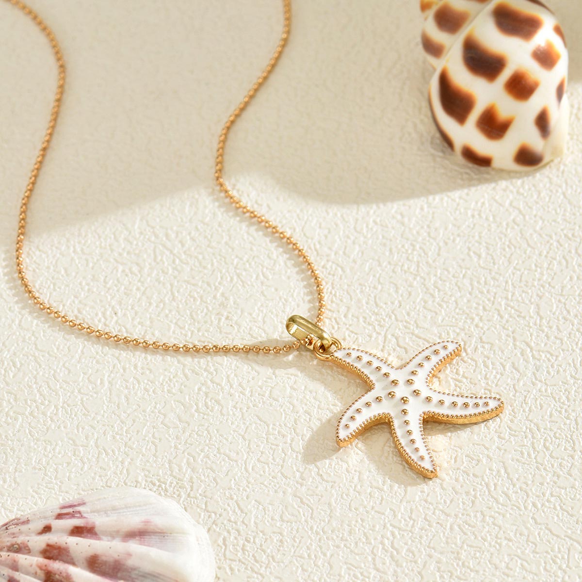Golden Starfish Design Animal Alloy Necklace | picture 
