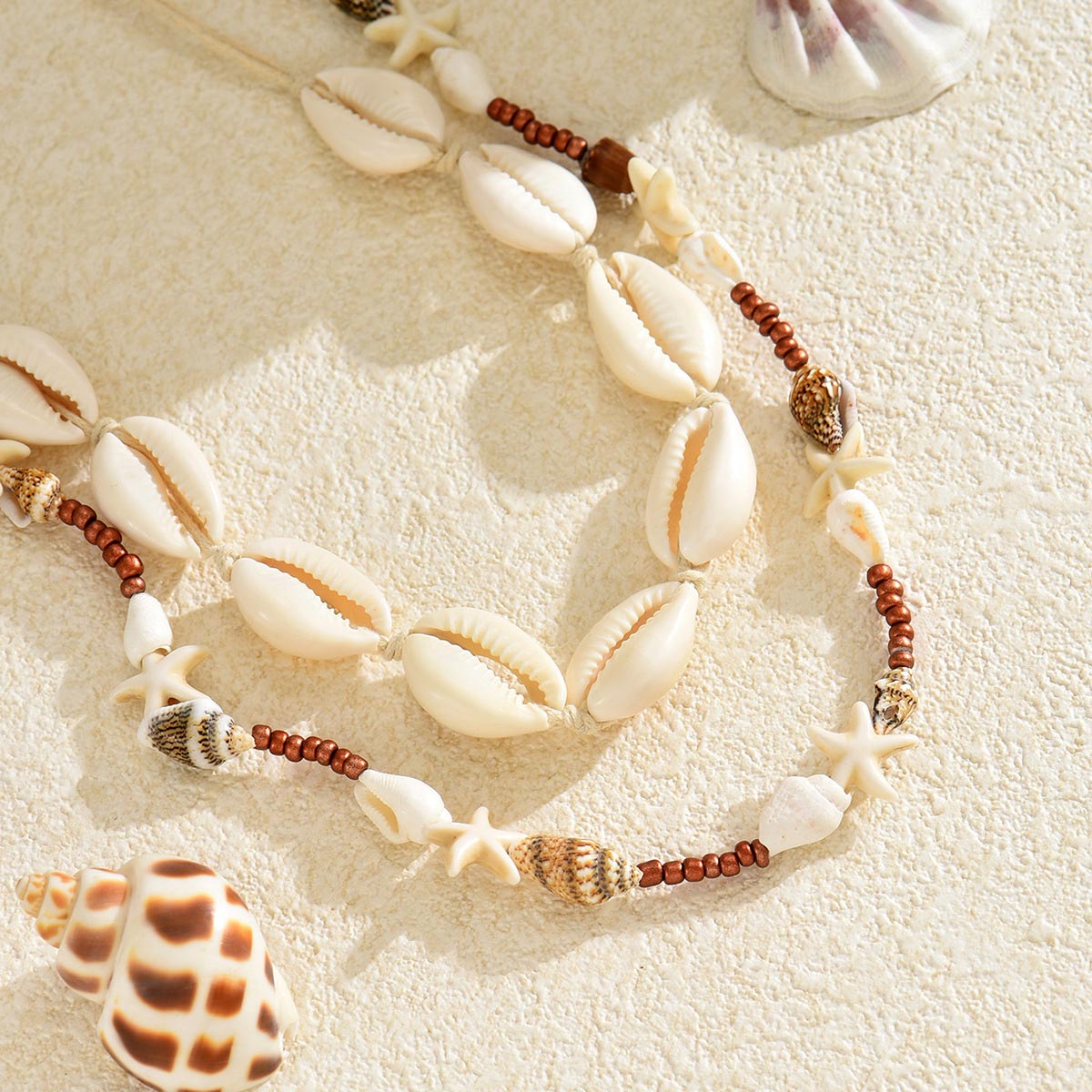 Beige Starfish Shell Design Necklace Set | picture 