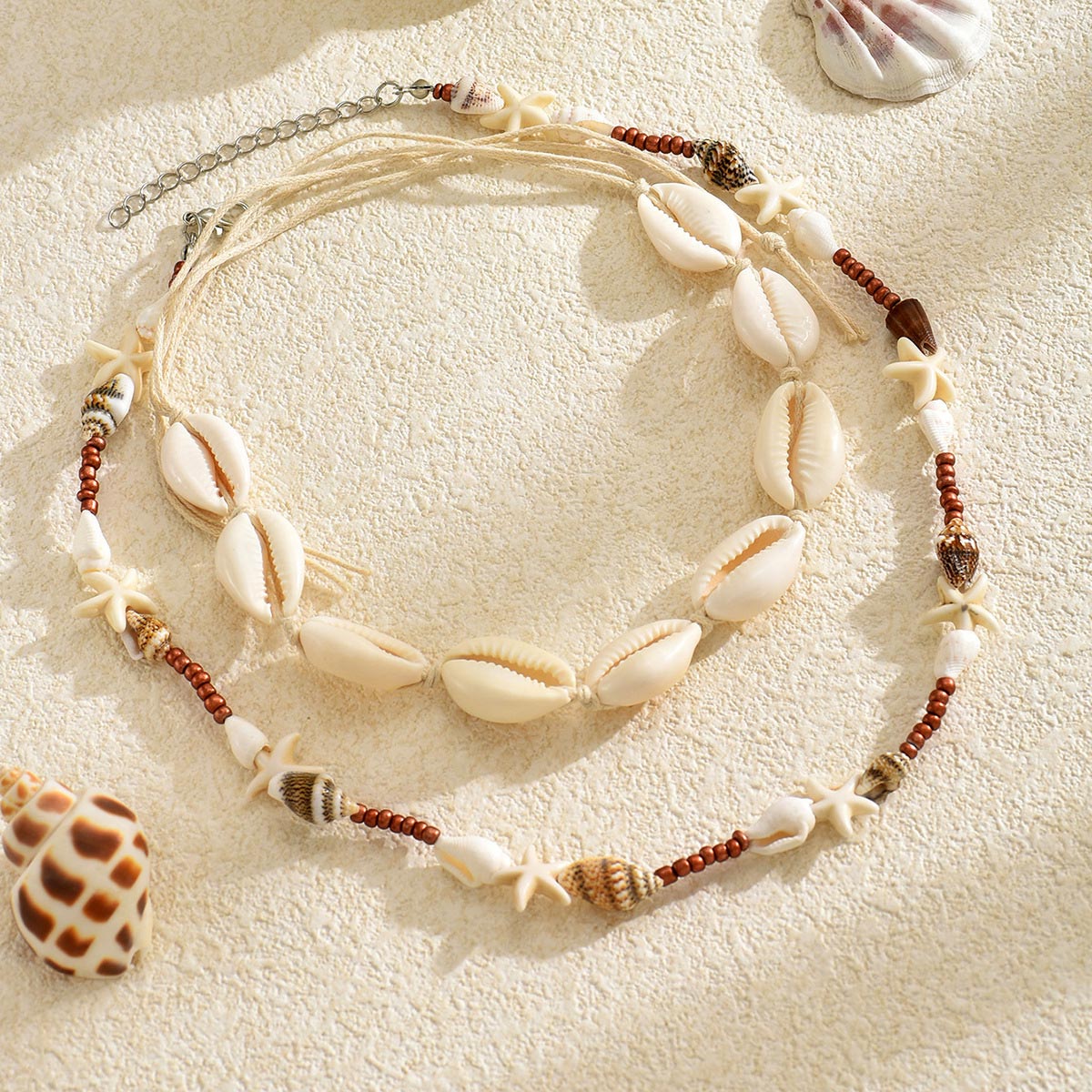 Beige Starfish Shell Design Necklace Set | picture 