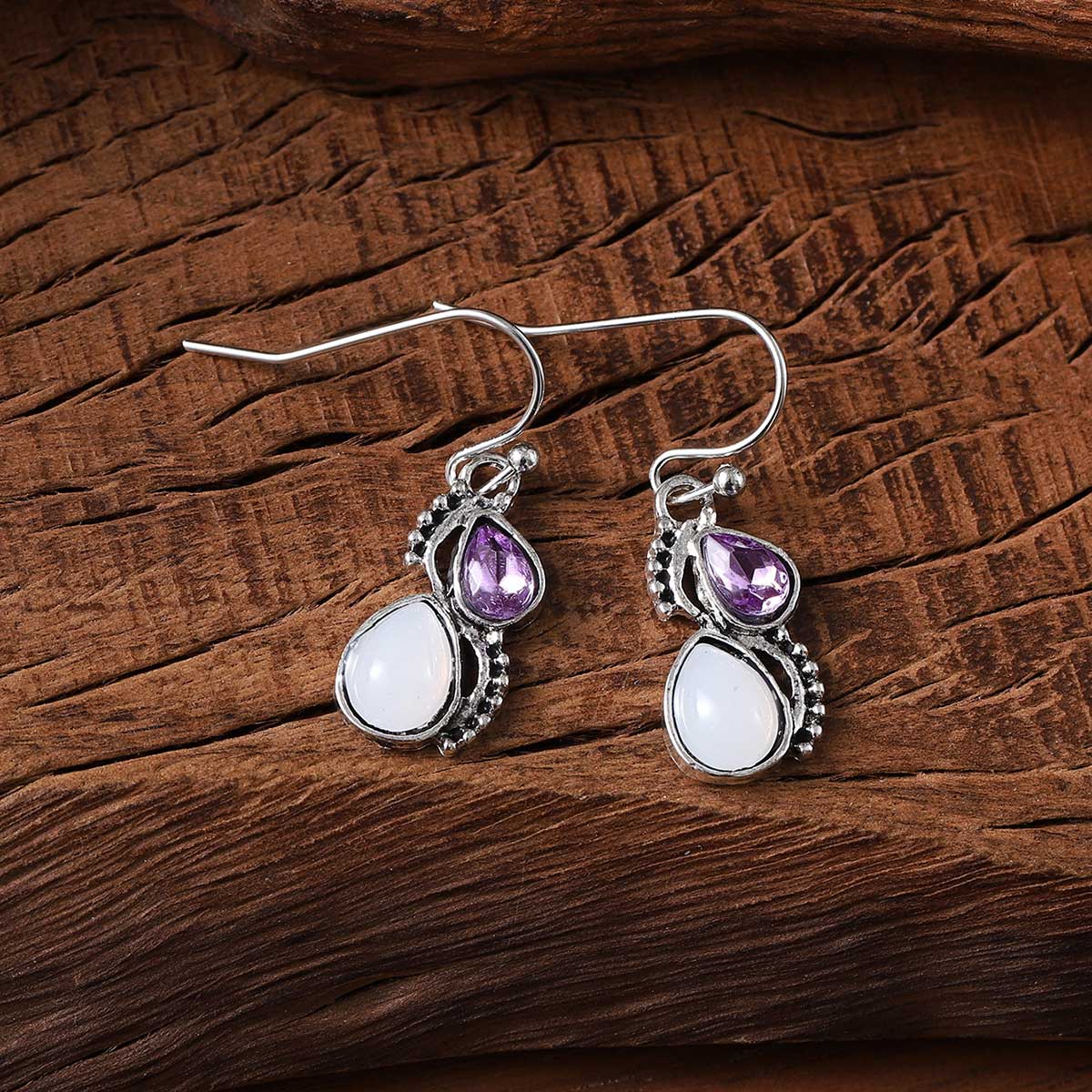 Violet Color Droplet Alloy Detail Earrings | picture 